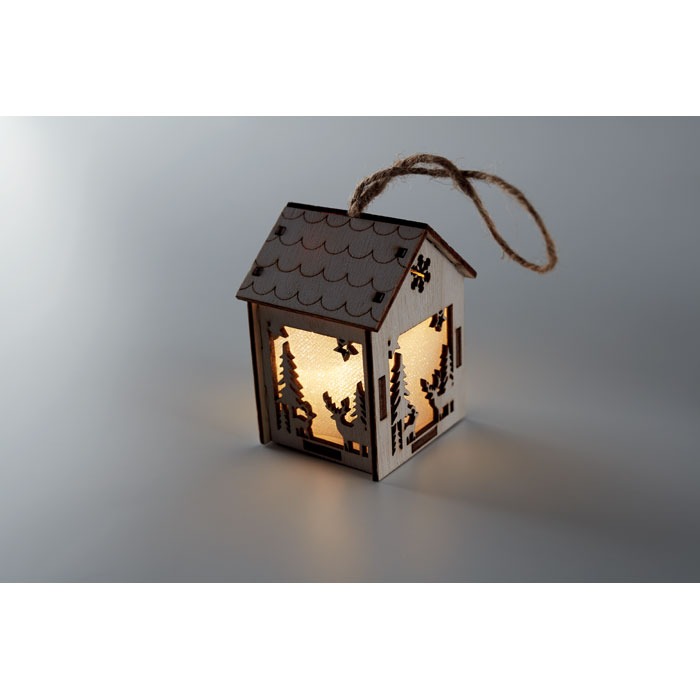 Engraved House Christmas Ornament with Light